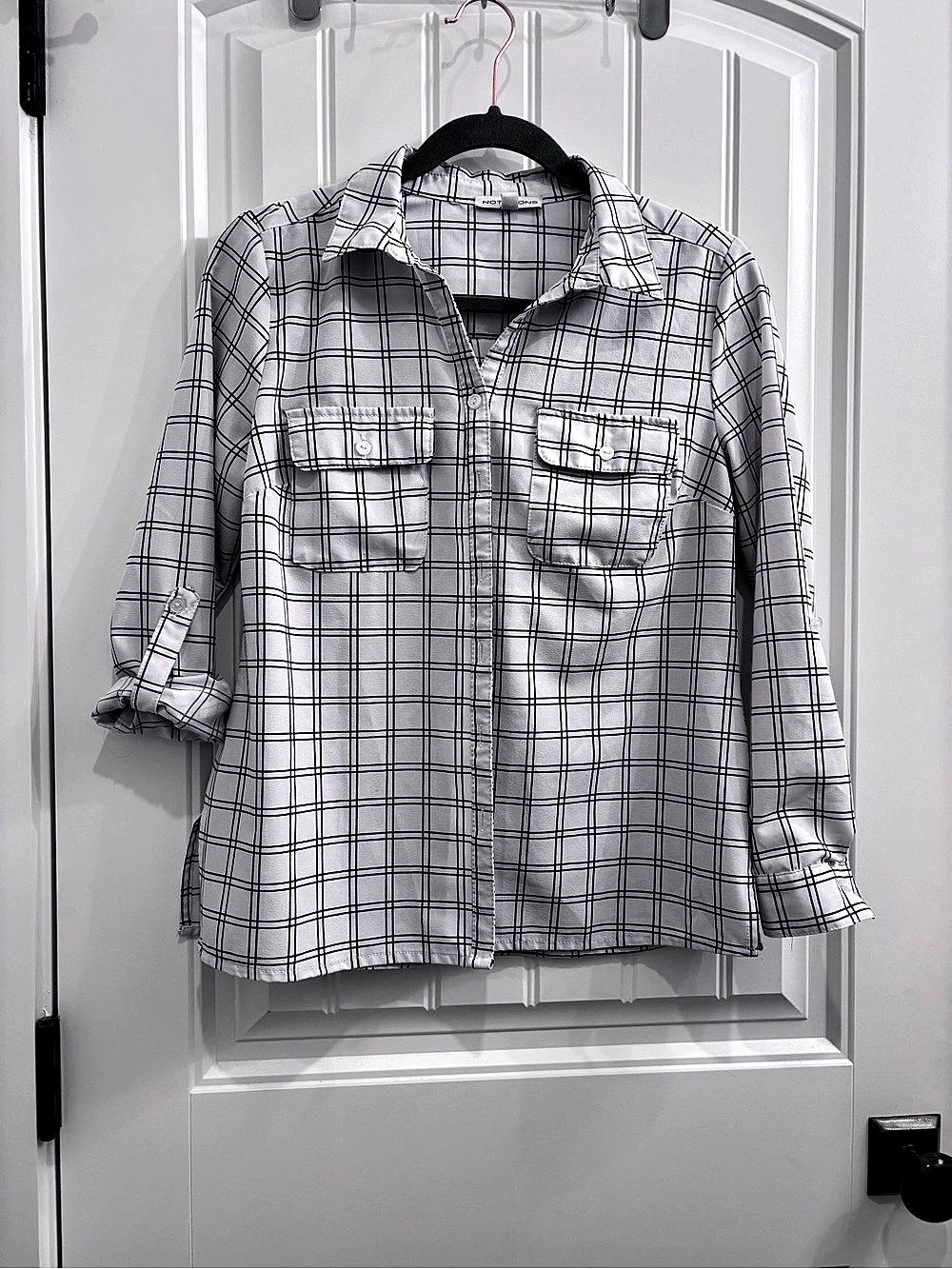 Notations Plaid Button Down in White & Black Small